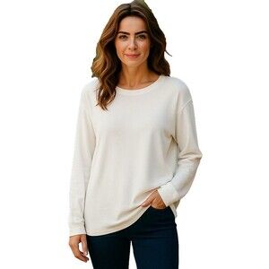 Banana Republic Womens X-Large White Long Sleeve Crewneck Top Blouse Shirt New